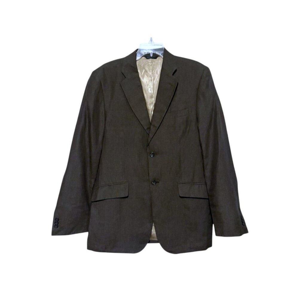 Y2K Banana Republic Linen Jacket 40 Blazer Sport Coat Micro Pinstripe 100% Linen